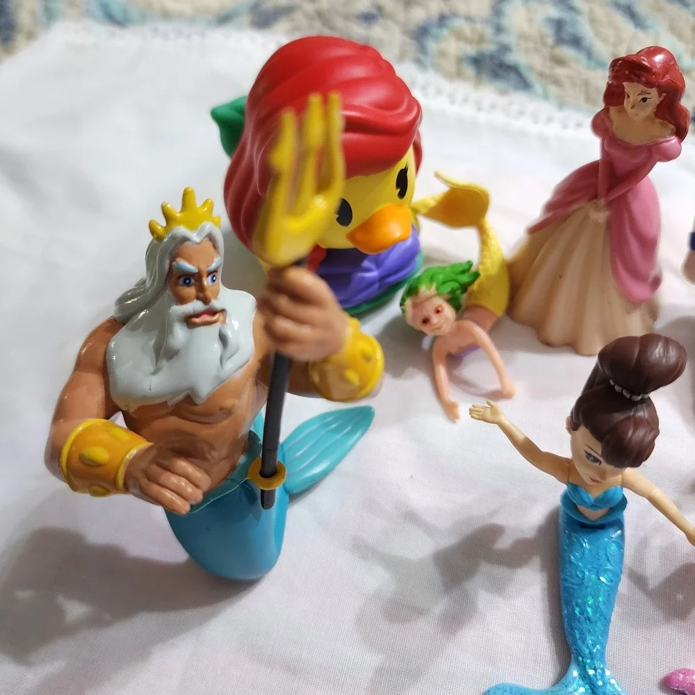 Disney The Little Mermaid Figure Lot Ariel King Triton Prince Eric Sisters Duck